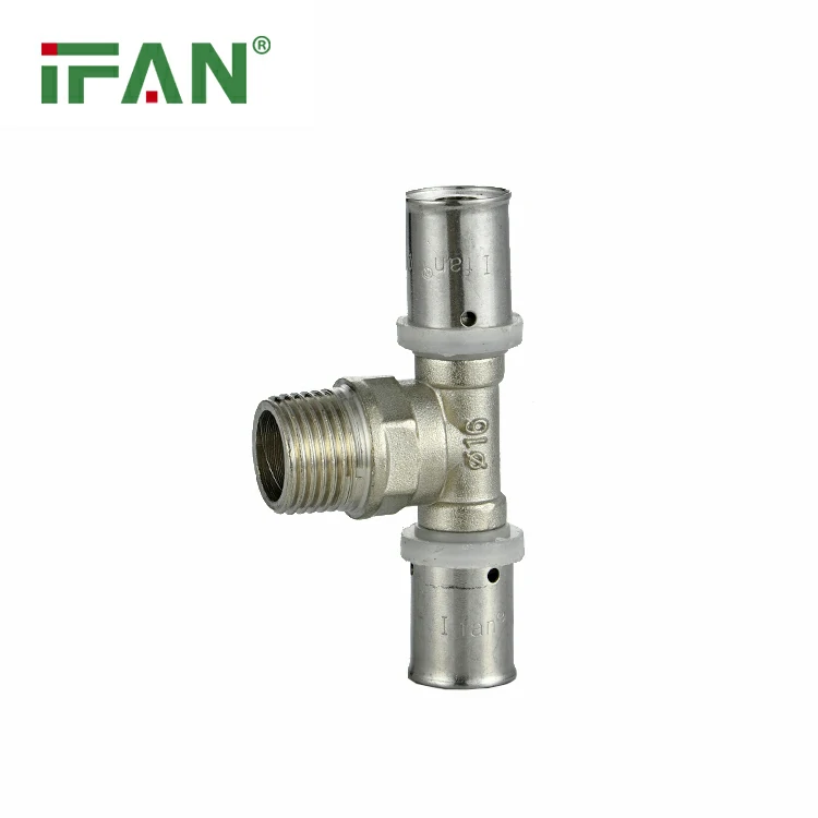 brass press fittings male tee